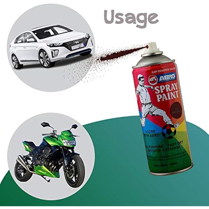Abro SP-142 MULTIPURPOSE COLOUR SPRAY PAINT CAN (400ML, ANTI-RUST BROWN) DIY QUICK DRYING FOR METAL, WOOD, WALLS, AUTOMOTIVE CARS AND BIKES - Image 4